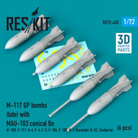 M-117 GP Bombs (Late) With MAU-103 Conical Fin (6 pcs) (F-105, F-111, A-4 ,F-4, F-5, F-104, F-100, A-1 Skyraider, B-52, Canberra) - Image 1
